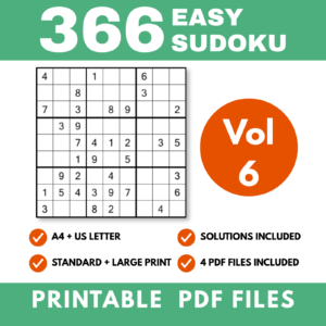 Printable easy sudoku puzzles PDF pack cover