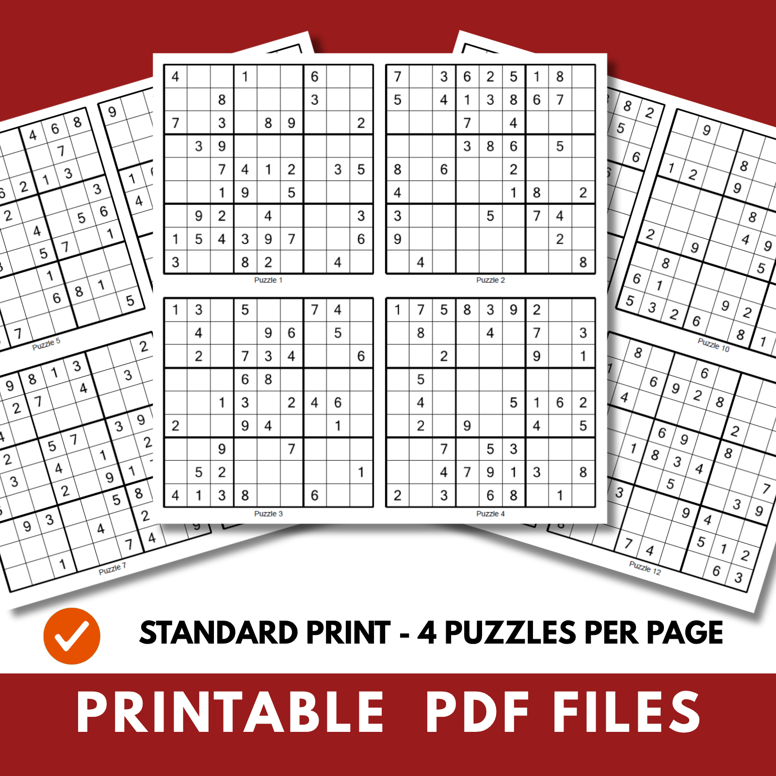 Printable Sudoku puzzles in a standard PDF layout