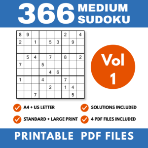 366 medium sudoku printable PDF puzzle pack cover