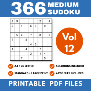 366 medium sudoku printable PDF puzzle pack cover