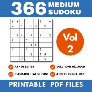 Printable medium sudoku puzzle pack, volume 2