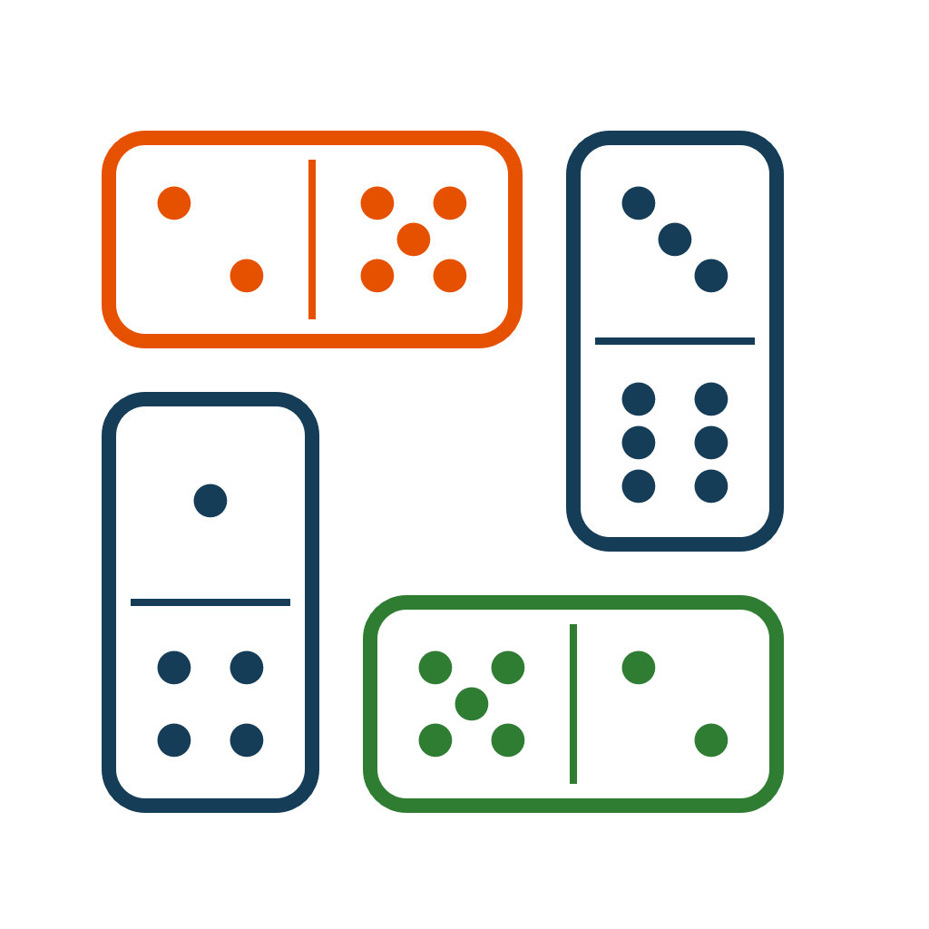 alan-wareham-dominosa-1024 Four colourful domino tiles arranged in a square